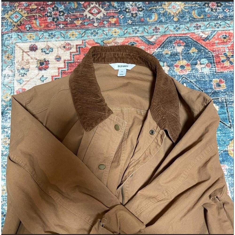 Old Navy Brown and Tan Corduroy Canvas Barn Chore Jacket Size XL 90s Preppy - Picture 7 of 8
